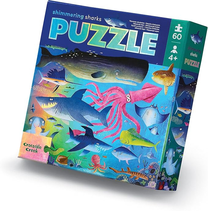 Crocodile Creek 60-Piece Holographic Foil Floor Puzzle for Kids Ages 4-8 and Up - Heavy-Duty Box ... | Amazon (US)