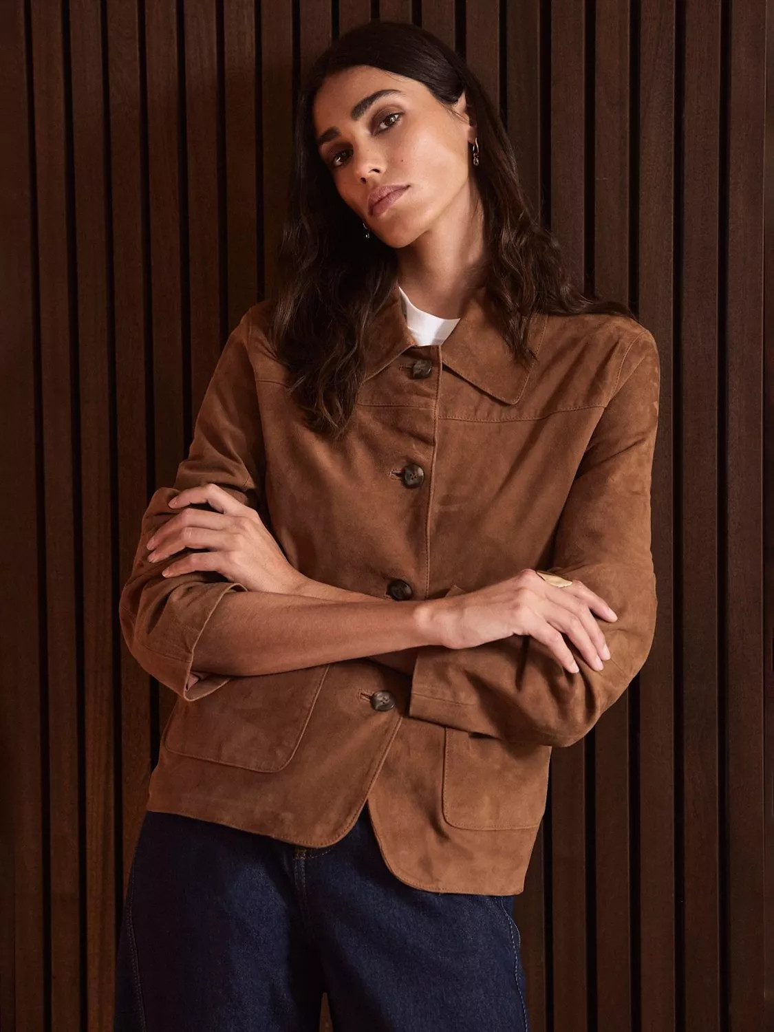Mint Velvet Suede Pocket Detail Jacket, Tan | John Lewis (UK)