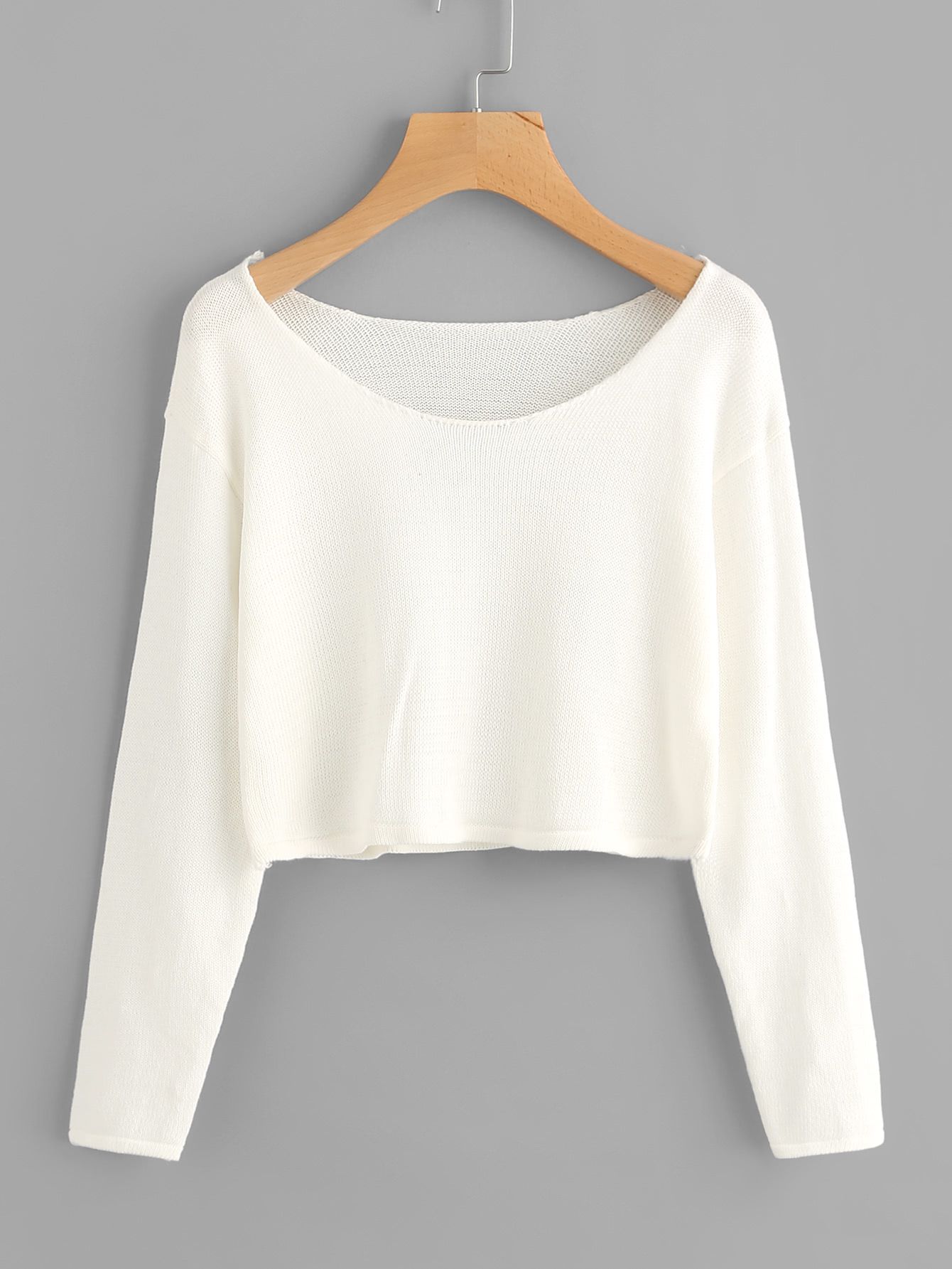Drop Shoulder Crop Knit Sweater | ROMWE