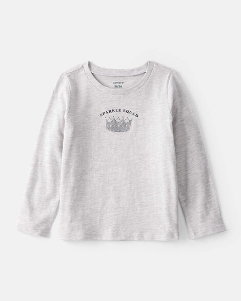 Toddler Girl Sparkle Squad Long-Sleeve Graphic Tee - Grey | Carter's Inc