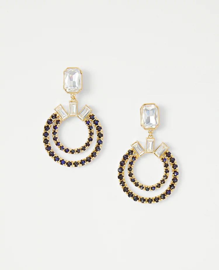 Crystal Double Hoop Drop Earrings | Ann Taylor (US)