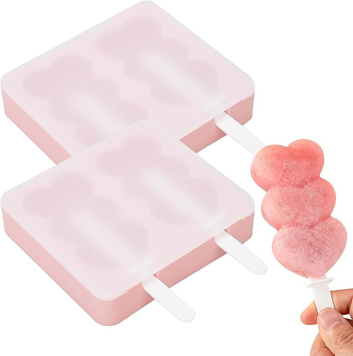 Stackable Silicone Popsicle Molds with Sticks, 4 Pack Reusable Heart Ice Pop Maker for Popsicles ... | Amazon (US)