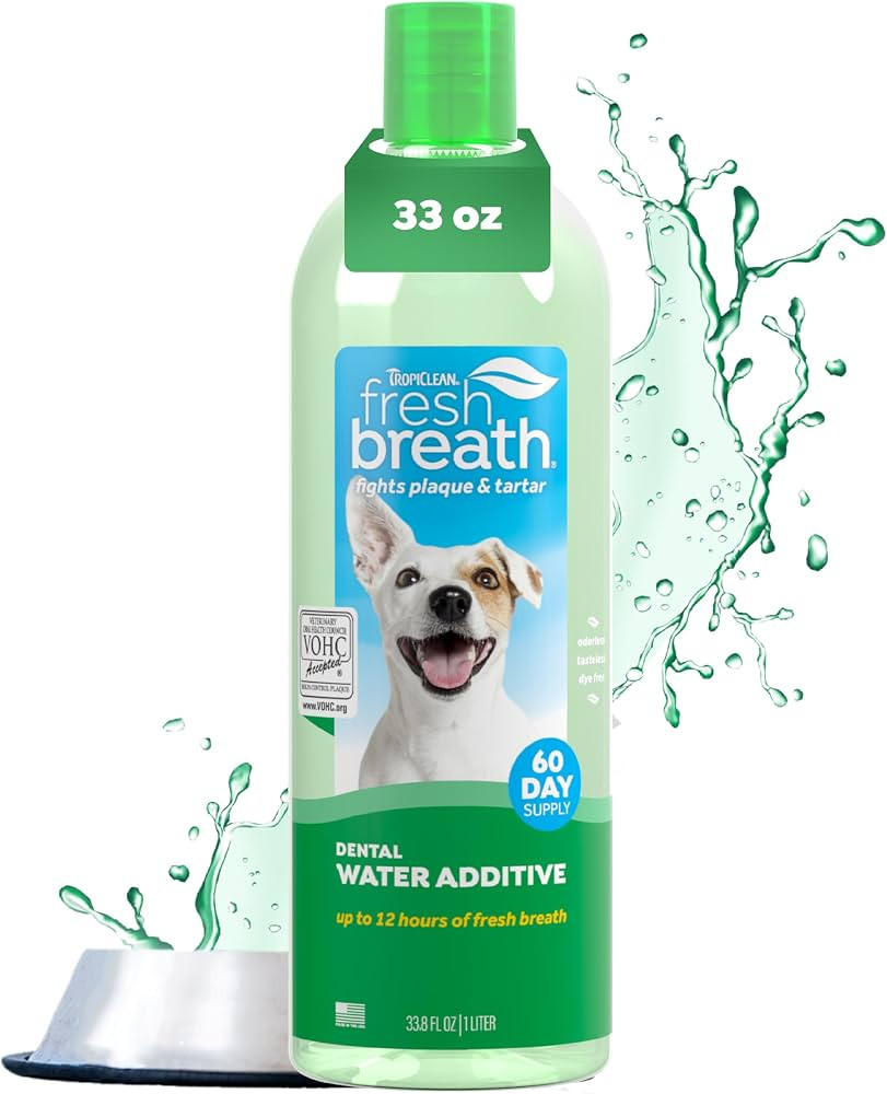 TropiClean Fresh Breath Dental Water Additive, Dog Breath Freshener, 33.8oz | Amazon (US)