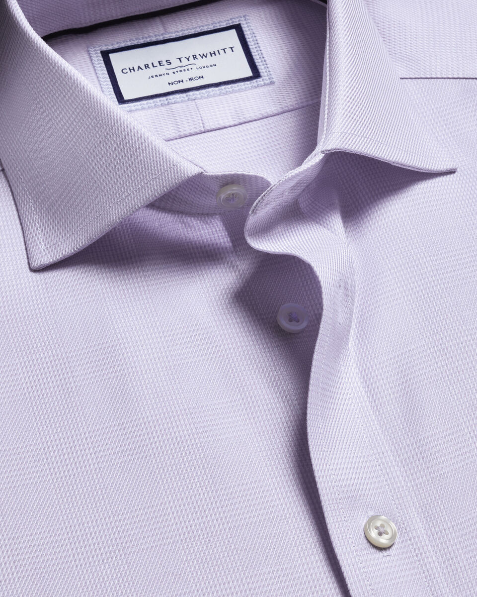 Non-Iron Burlington Weave Prince of Wales Check Shirt - Lilac | Charles Tyrwhitt
