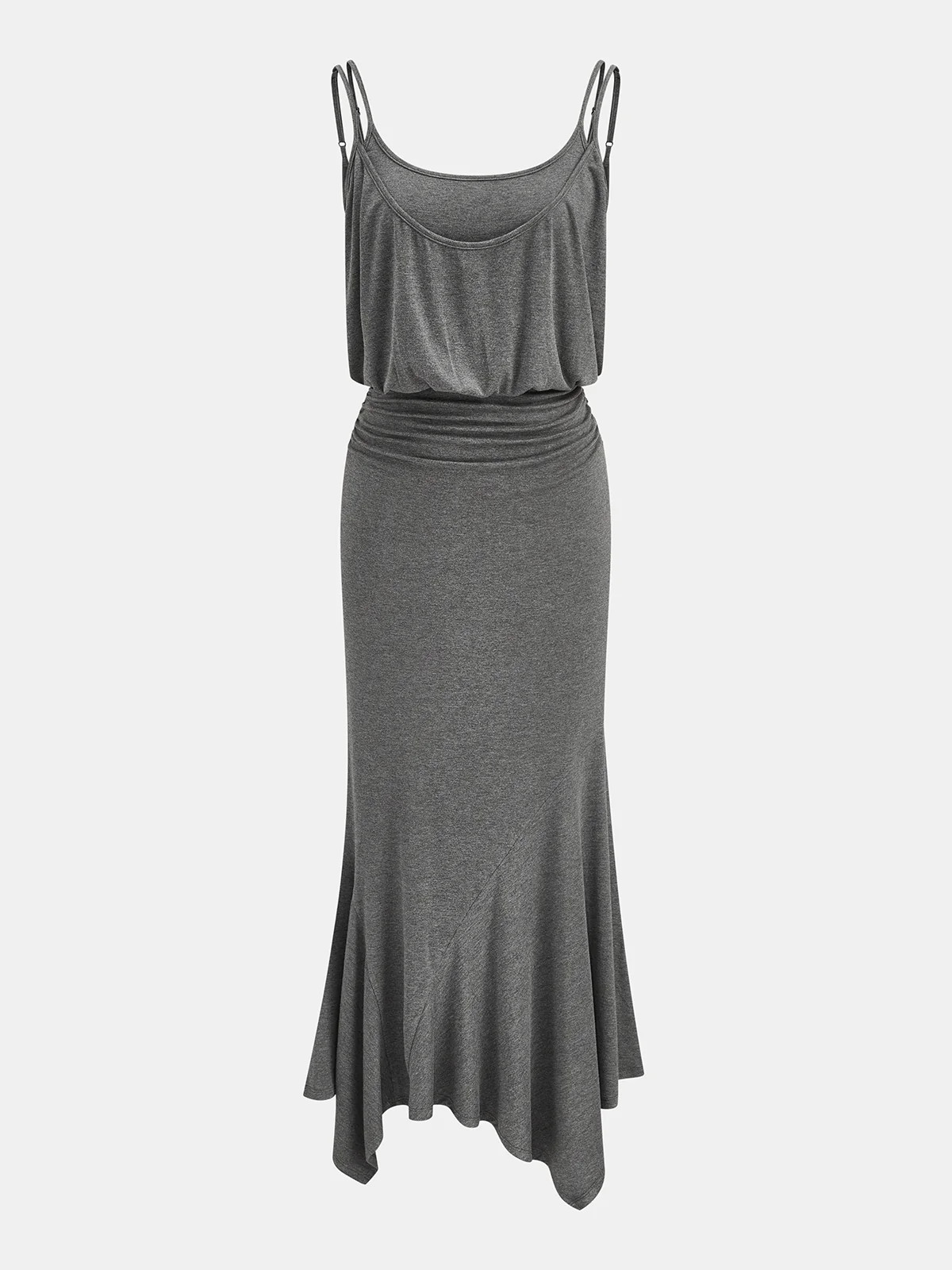 Ruched Asymmetric Cami Maxi Dress | Commense