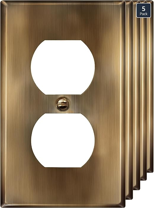 ENERLITES Duplex Receptacle Outlet Metal Wall Plate, Stainless Steel Outlet Cover, Corrosion Resi... | Amazon (US)