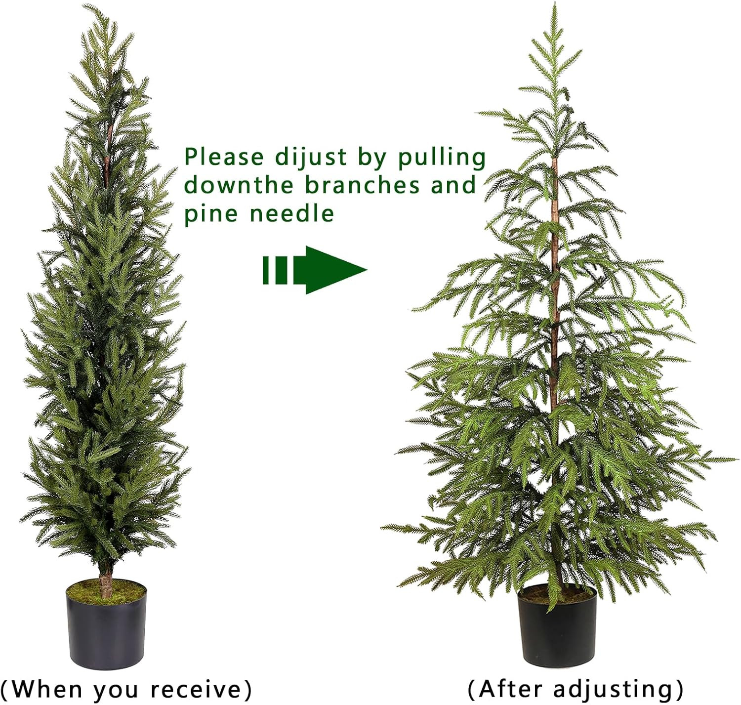 Artificial Norfolk Pine Tree - 4ft (48") Faux Christmas Tree Fake Potted Plants for Indoor Outdoo... | Amazon (US)