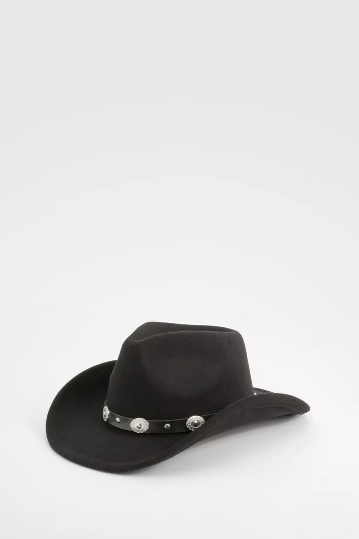 Studded Felt Detail Western Cowboy Hat | Boohoo.com (UK & IE)