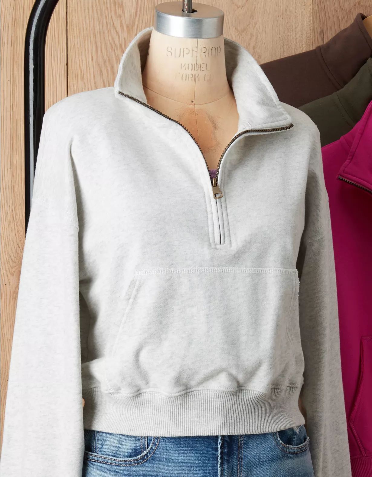 AE Cropped Quarter-Zip Sweatshirt | American Eagle Outfitters (US & CA)