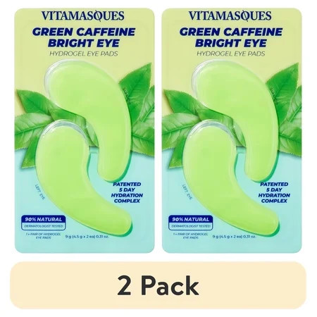 (2 pack) Vitamasques Green Caffeine Bright Eye Hydrogel Eye Pads, One Pair | Walmart (US)