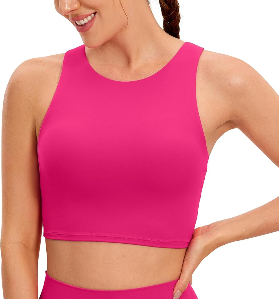 CRZ YOGA Butterluxe Racerback High Neck Longline Sports Bras for Women - Padded Workout Crop Tank... | Amazon (US)
