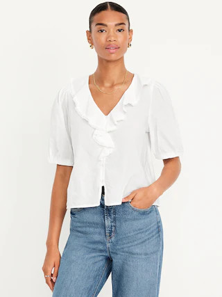 Ruffle Collar Button-Down Top | Old Navy (CA)