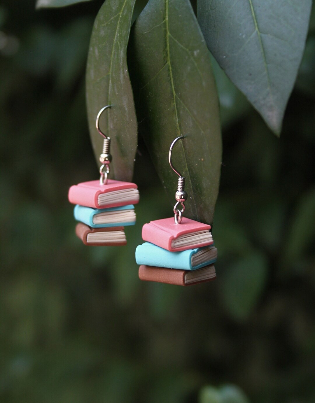 Book Earrings,stack of Books,handmade Whimsical Lightweight Dangle Reading Teacher Earrings,book ... | Etsy ROW