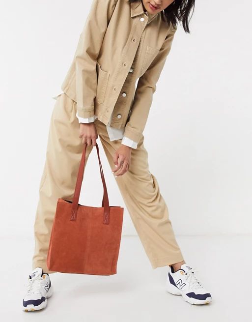 ASOS DESIGN suede square shopper bag in rust | ASOS (Global)