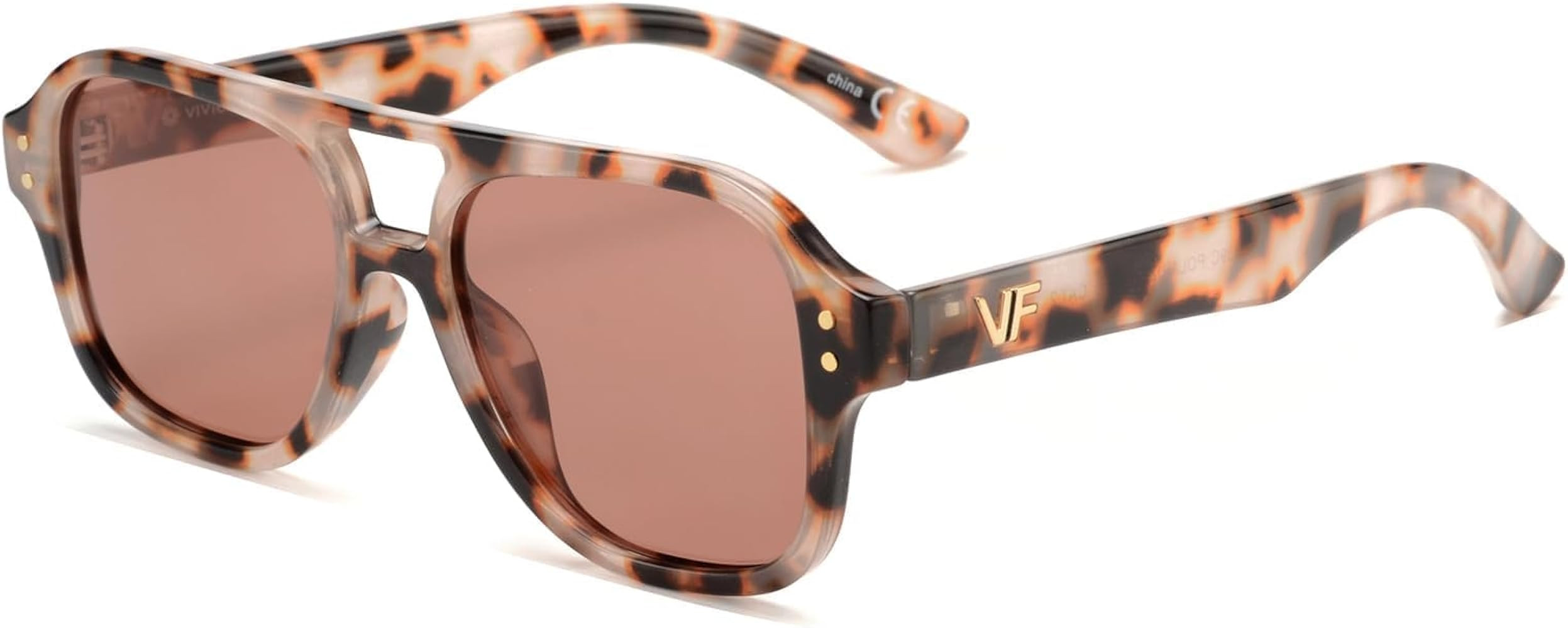 OUWEN Retro Polarized Square Aviator Sunglasses Womens Mens, Trendy Designer Rectangle Sun Glasse... | Amazon (US)