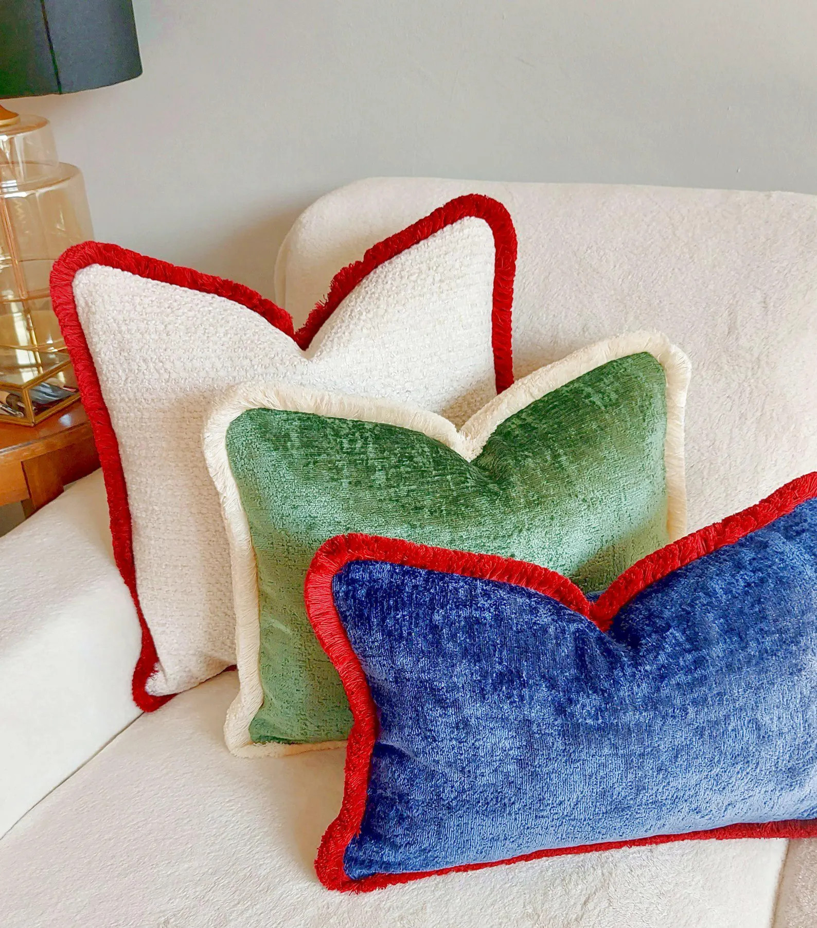 Boucle pillow covers with cotton fringe. Custom living room cushion case for sofa. Vintage pillow... | Etsy (US)