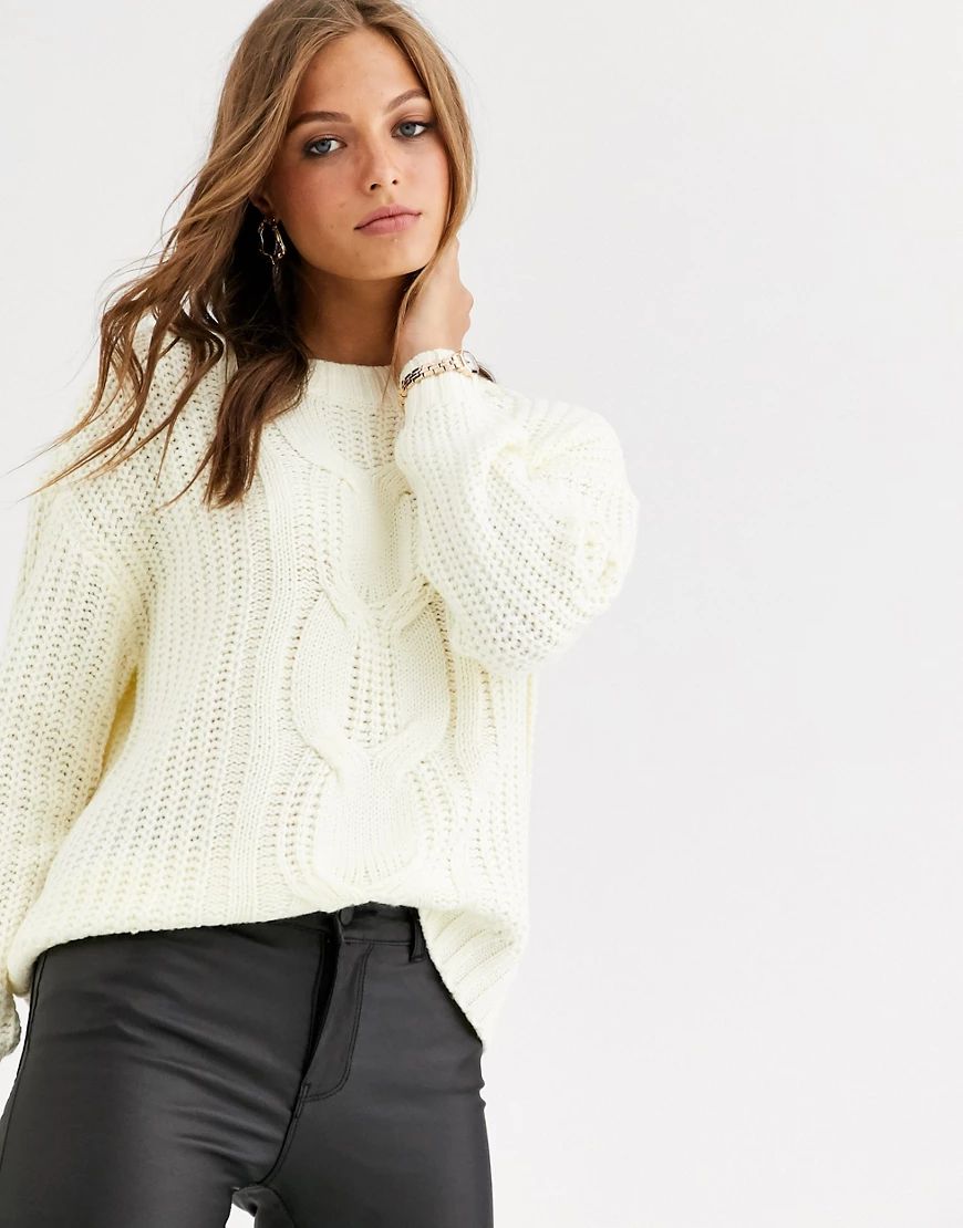 Vero Moda cable knit sweater-Beige | ASOS (Global)