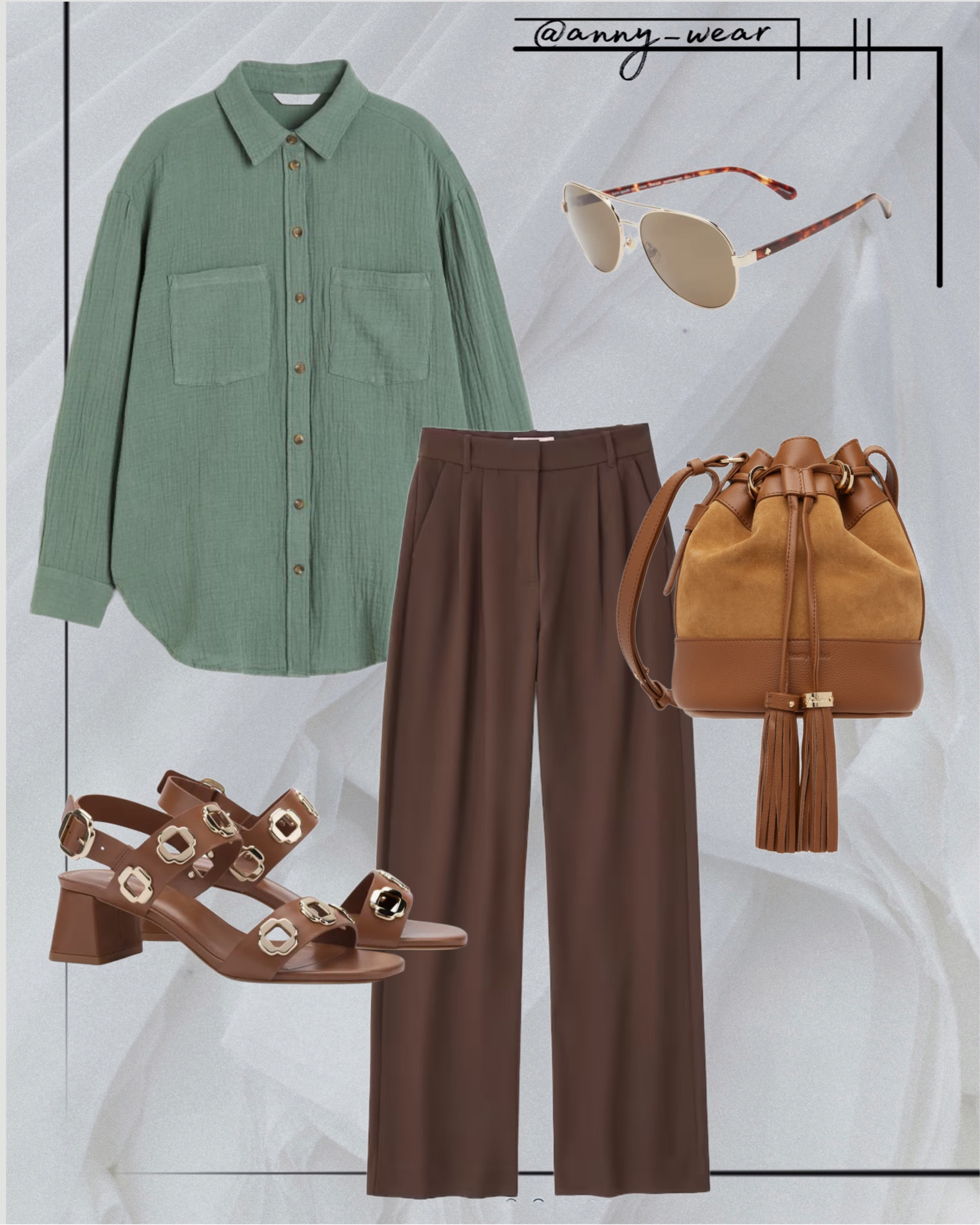 Office outfit 

Green shirt Cotton Shirt olive green shirt sage shirt sage green shirt khaki shirt mint shirt brown pants brown trousers A&F Sloane Tailored Pant dark brown pant brown Bucket Bag brown sandals Heel Sandal brown Women shoes gradient aviator sunglasses designer bag purse handbags purses spring handbags summer bags tote bags crossbody bags shoulder bags clutch bags satchel bags hobo bags backpack purses straw bags canvas bags leather bags designer bags pastel handbags neutral handbags mini bags bucket bags Fall trends fall transition fall sweater fall capsule fall wedding guest fall looks fall fashion 2023 fall boots fall shoes fall festivals fall outfits fall 2023 outfits fall fashion new season workwear Workwearstyle work dress summer work dress casual work dress summer work dresses summer dresses for work casual work outfits casual outfits capsule wardrobe casual workoutfit casual outfits casual summer outfits casual summer outfits casual work capsule wardrobe summer capsule wardrobe capsule wardrobe summer capsule wardrobe workwear summer capsule wardrobe summer capsule wardrobe business casual outfits business casual business casual women business professional button down shirt business professional outfits teacher dress teacher outfits summer teacher fashion teacher style work lunch outfit affordable fashion affordable workwear interview outfit smart casual formal dress formal outfit lunch outfit lunch date Professional work outfits Work outfit ideas Business casual for women Business attire for women Office wear for women Womens work clothes Cute work outfits Work dresses Work blouses Work pants for women Work skirts for women Work jackets for women Casual work outfits Summer work outfits Fall work outfits  

#LTKsalealert #LTKunder50 #LTKunder100 #LTKSeasonal #LTKstyletip #LTKworkwear #LTKitbag #LTKshoecrush