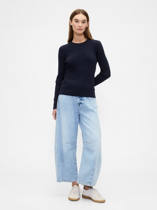 CashSoft Cable-Knit Crewneck Sweater | Gap Factory