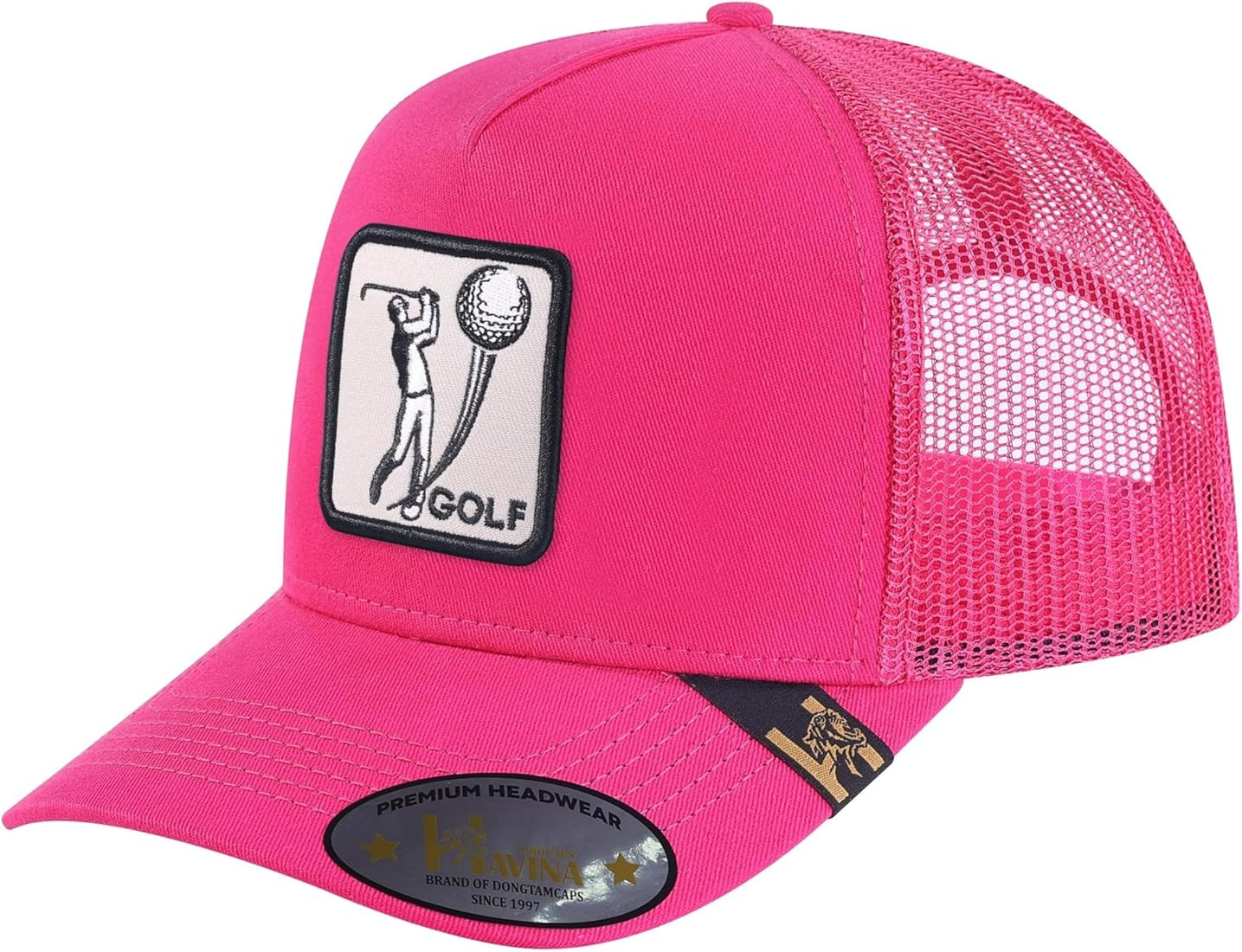 Embroidered Golf - 5 Panel Trucker Hat - Pink/Pink | Amazon (US)