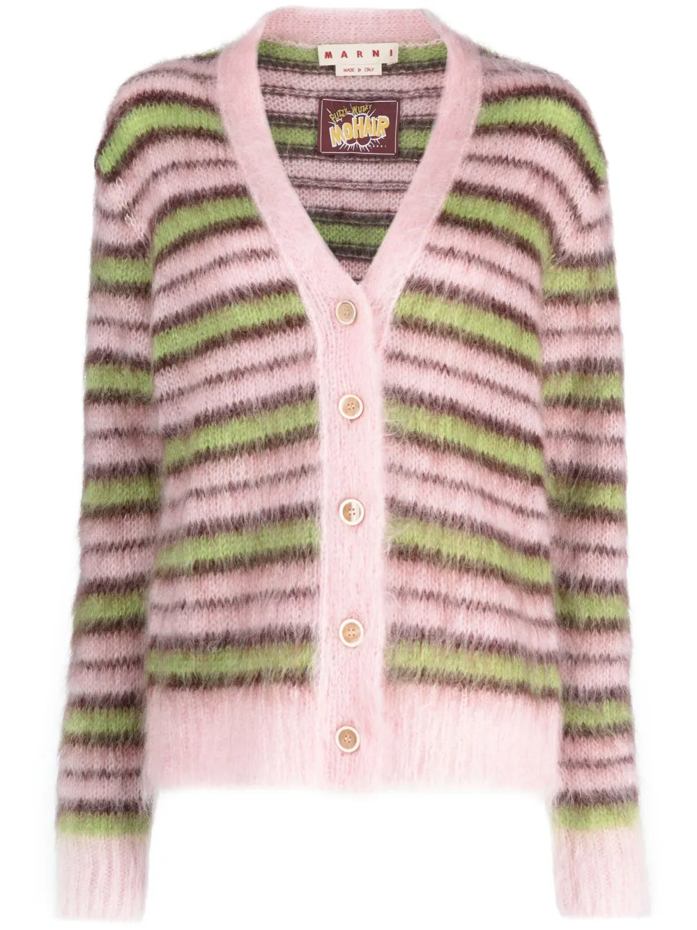 Marni Striped mohair-blend Cardigan - Farfetch | Farfetch Global