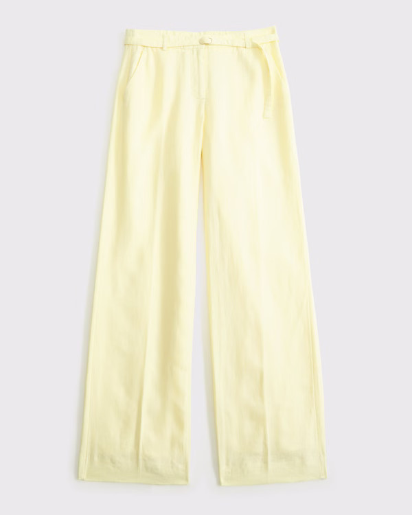 Women's Premium Linen Belted Wide Leg Pant | Women's Bottoms | Abercrombie.com | Abercrombie & Fitch (US)