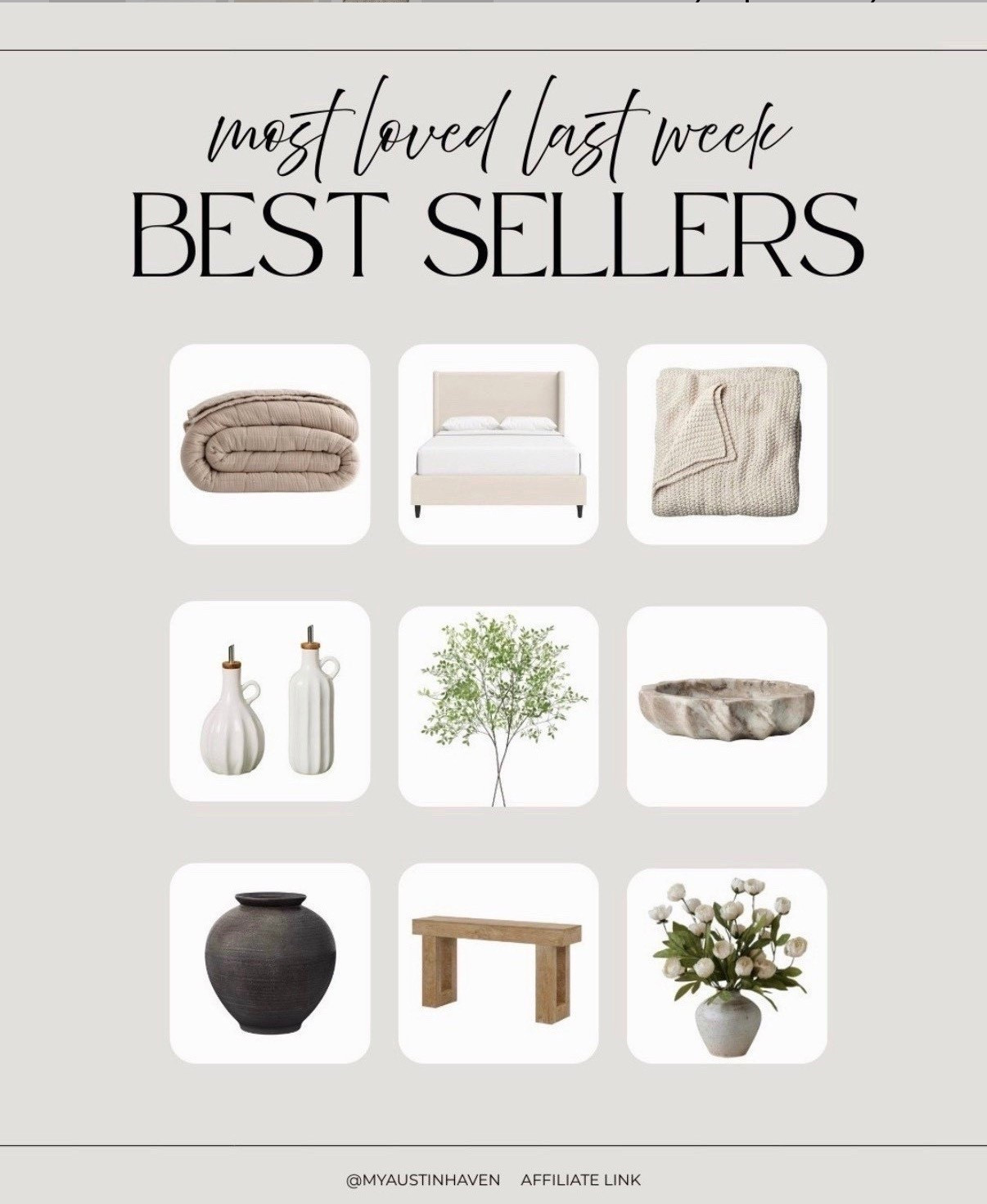 Most Loved Items 🤎

Best Sellers, top sellers,
Most loved items via LTK, target finds, amazon home