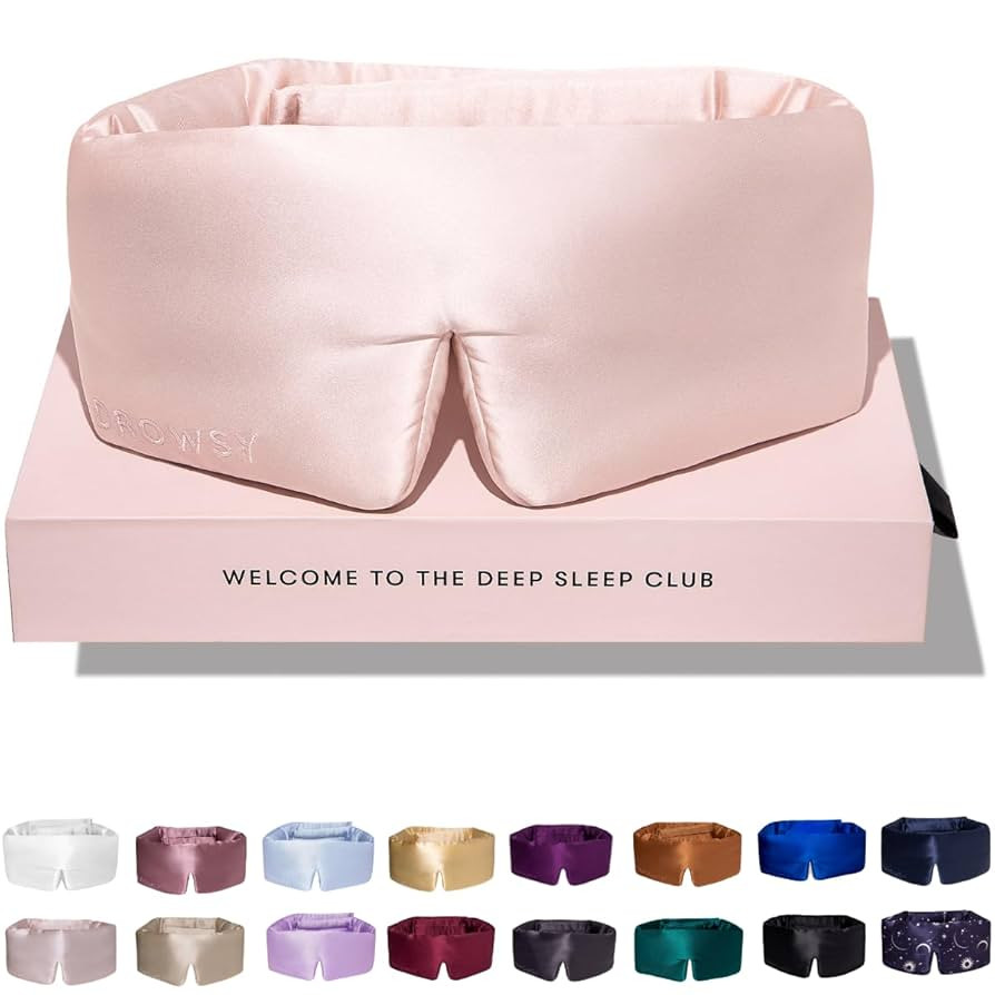 DROWSY Silk Sleep Mask. Face-Hugging, Padded Silk Cocoon for Luxury Sleep in Total Darkness. (Sun... | Amazon (US)