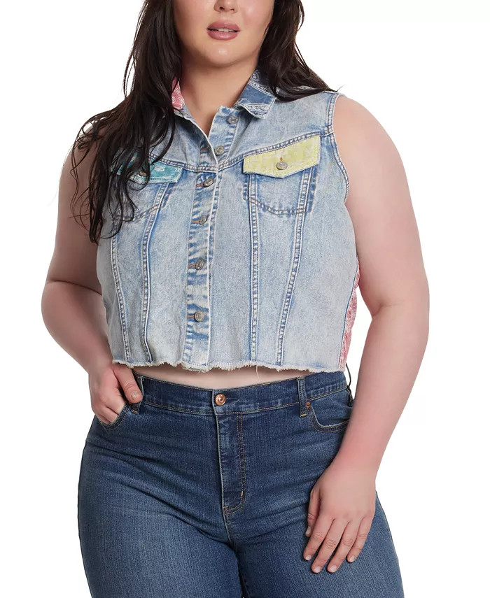 Trendy Plus Size Cropped Denim Vest | Macy's