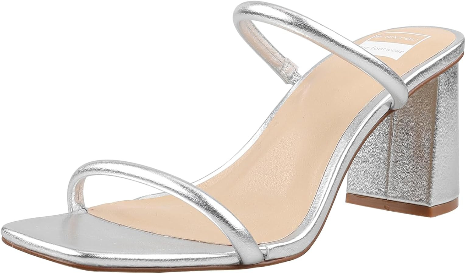 BCTEX COLL Women's High Heeled Sandal Two Strap Square Toe Slip on High-heeled Sandal High Heel S... | Amazon (US)