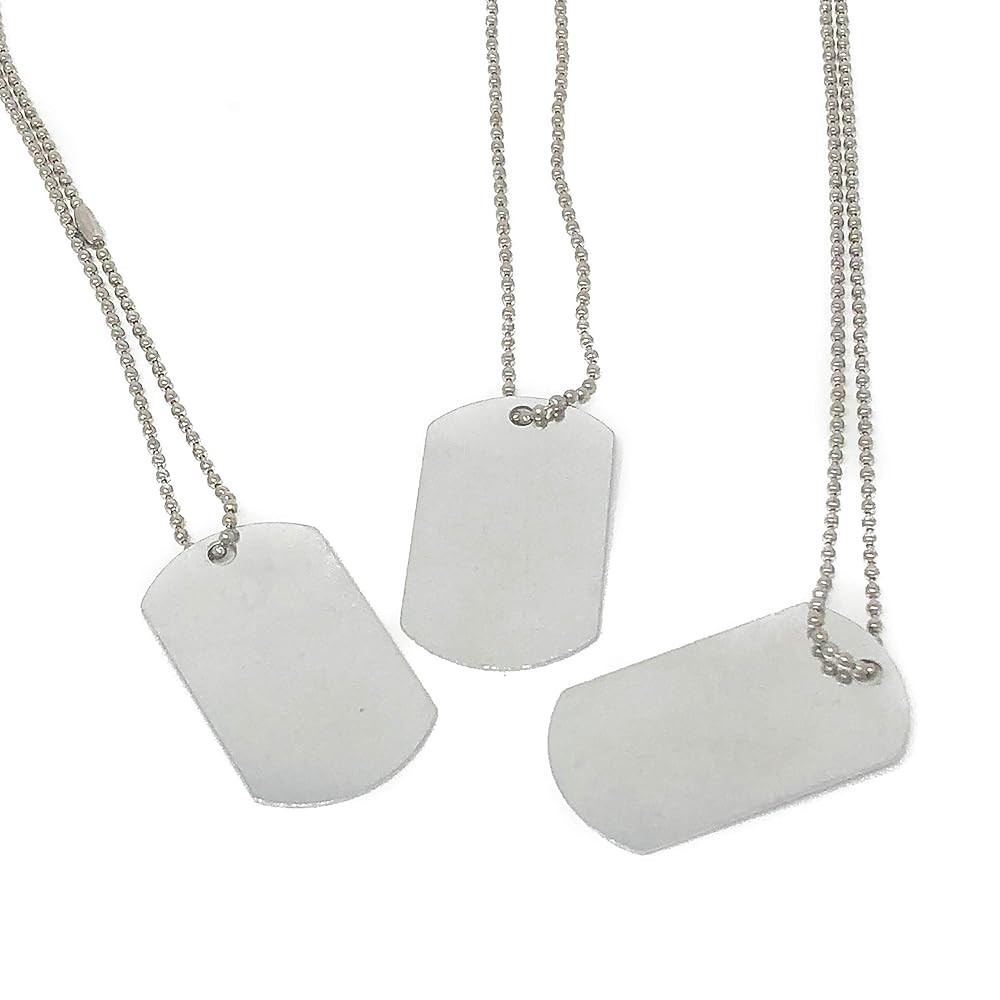 Podzly 24 Piece Military Dog Tags - Silver Metal Necklaces with 2" Tag with 24" Chain - Breakaway... | Amazon (US)