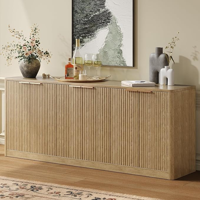 Evermagin 67" Fluted Oak Buffet Cabinet with Storage | Amazon (US)