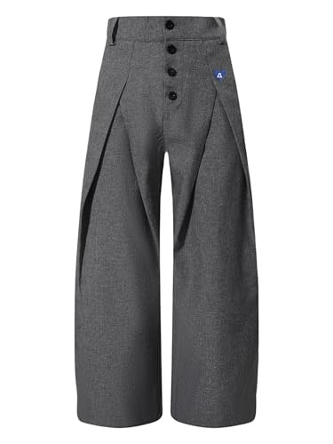 Aelfric Eden Pleated Baggy Barrel Pants Unisex Wide Leg Trousers Loose Fit Casual Streetwear Slacks Grey L | Amazon (US)