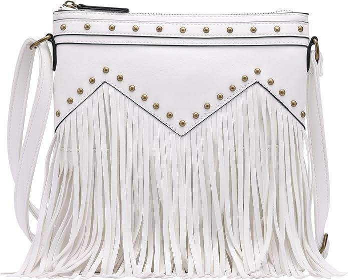 B BRENTANO Vegan Fringed Crossbody Bag with Studs | Amazon (US)
