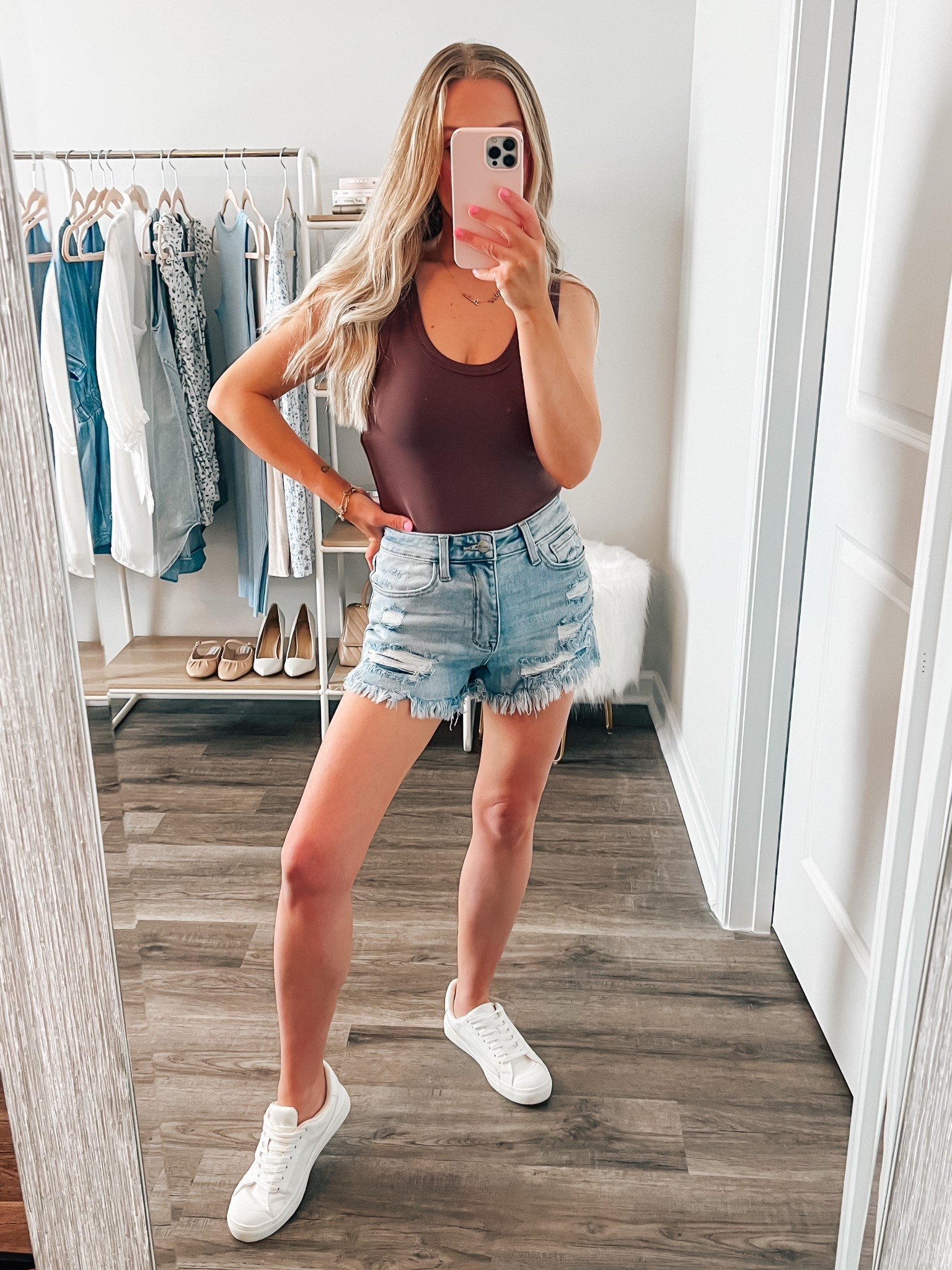 Casual Spring Outfit 🌸 

You can never go wrong with some denim shorts, paired with a bodysuit + some sneakers 👏🏼 This scoop neck bodysuit from Nuuds is so flattering and I love that it’s double lined + bra friendly! I’m wearing a size small! 

nuuds, spring outfit, mom outfit, bodysuit, denim shorts, white sneakers, spring style, mom style, casual outfit

#LTKootd #LTKmomlife #LTKgrwm