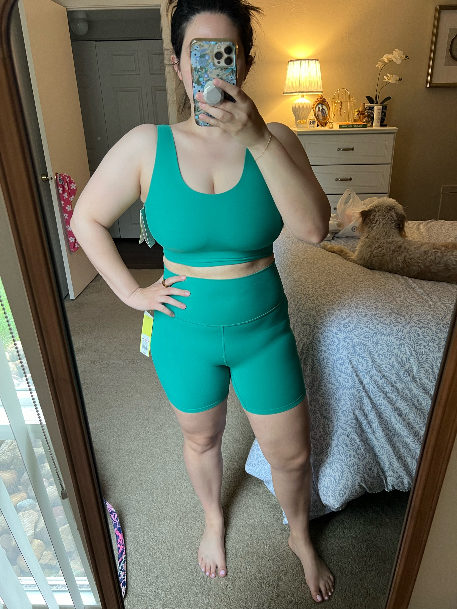 Set of the summer! 
Target / workout set / green workout set / summer outfit / travel outfit / workout outfit / Pilates outfit / yoga outfit / walking outfit / barre outfit / biker shorts / sports bra / big boobs workout bra 

#LTKFitness #LTKFindsUnder50 #LTKStyleTip