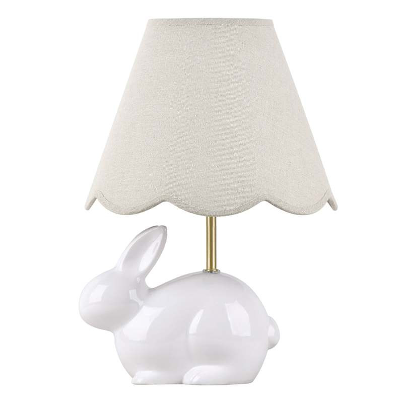 Providence White Ceramic Bunny Lamp with Scalloped Shade, 17.7" | At Home