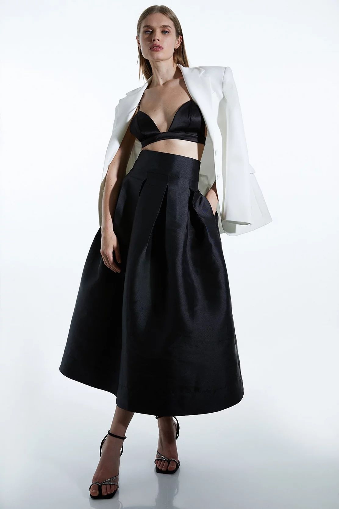 Twill Woven Prom Maxi Skirt | Karen Millen US