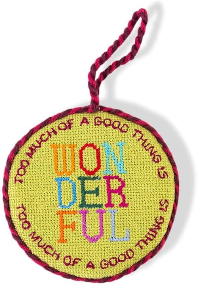 Furbish Too Much Christmas Ornament - Embroidered Christmas Tree Decoration, Handmade Needlepoint... | Amazon (US)