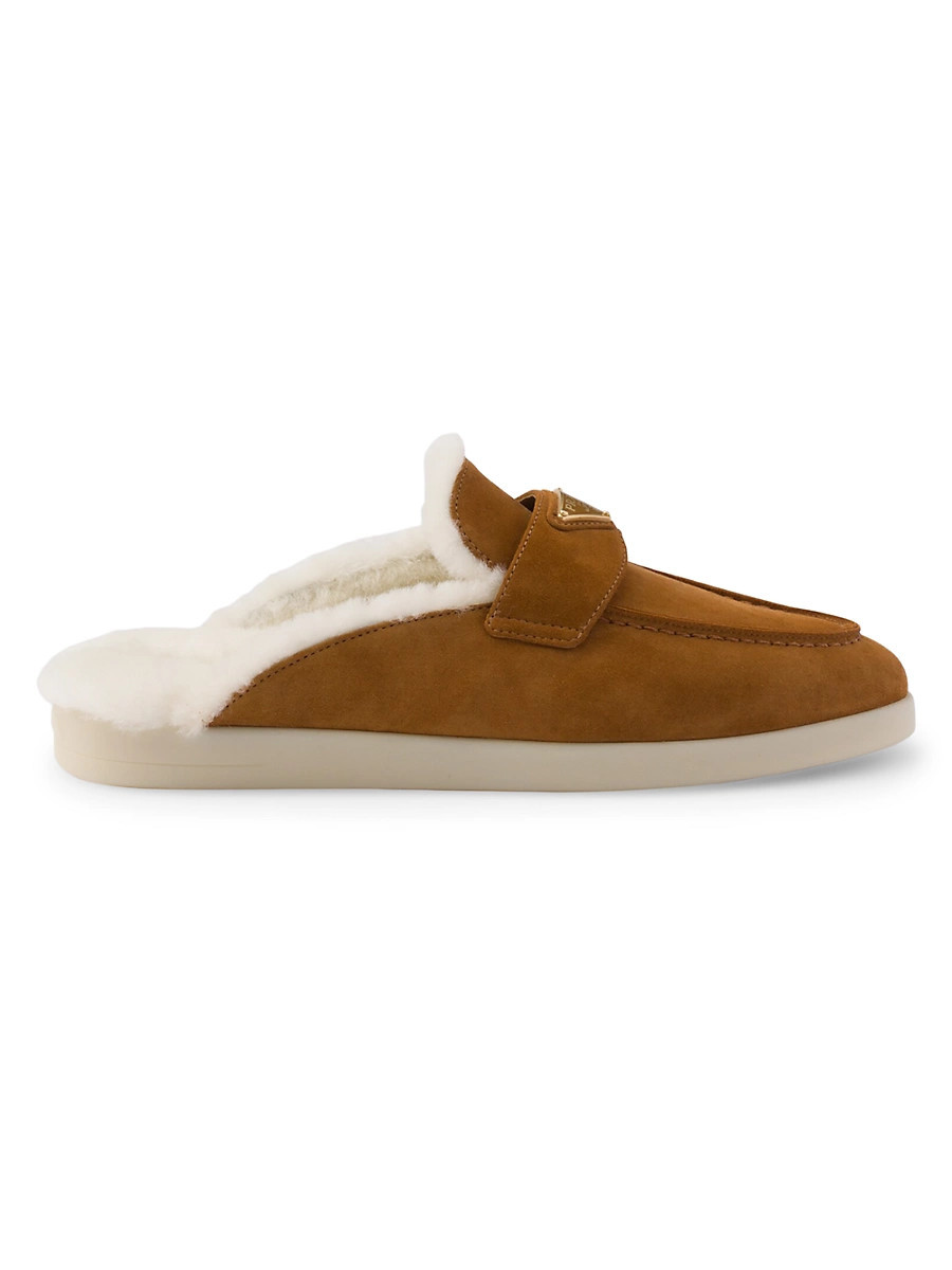 Women's Suede and Shearling Mules - Brown - Size 4.5 | Saks Fifth Avenue