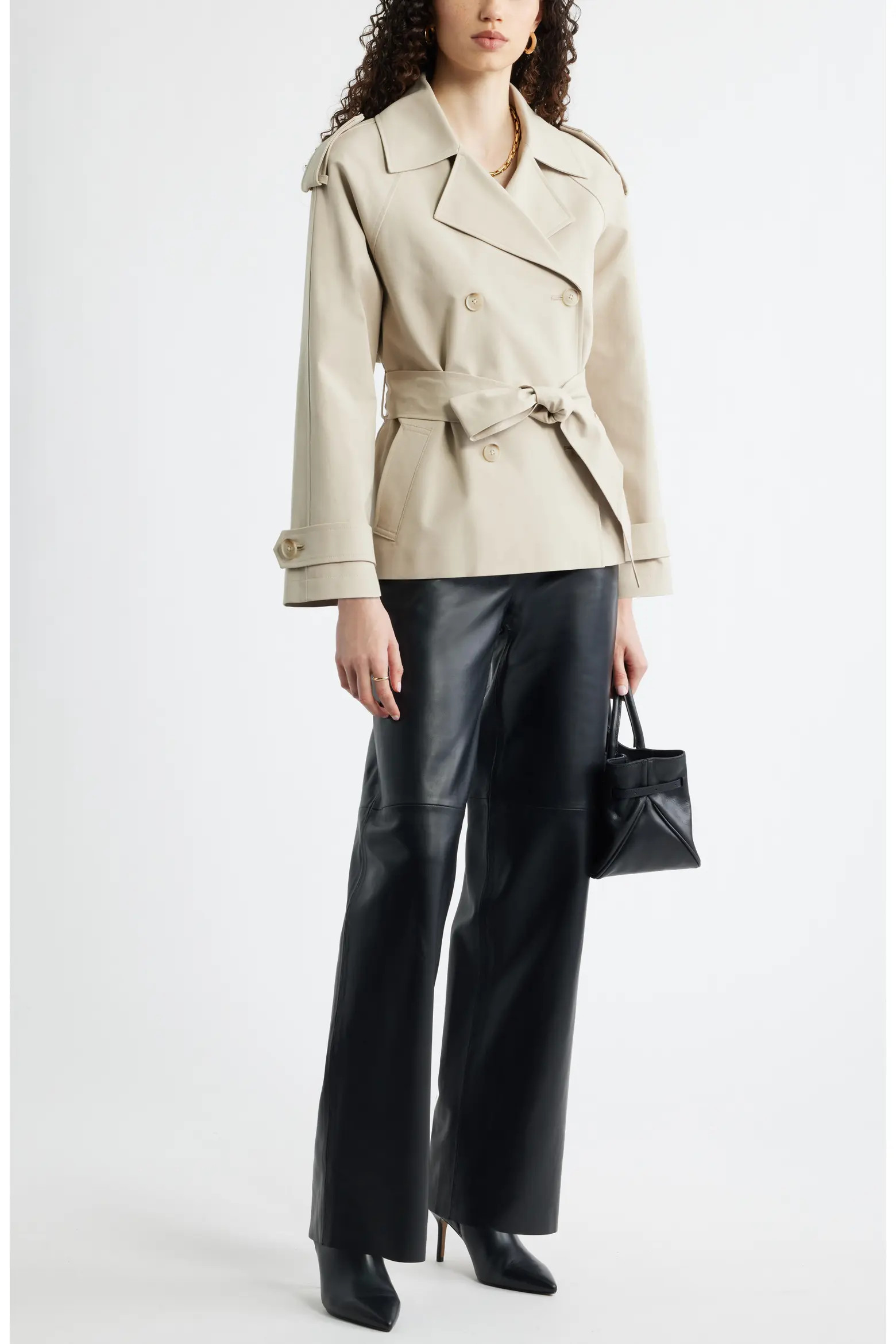 Belted Stretch Cotton Short Trench Coat (Women) | Nordstrom | Nordstrom