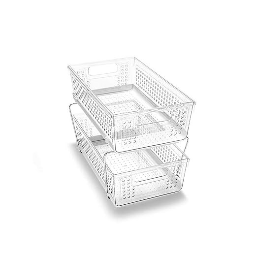 madesmart 2-Tier Organizer Without Dividers-Bath Collection Slide-Out Baskets with Handles, Space... | Amazon (US)