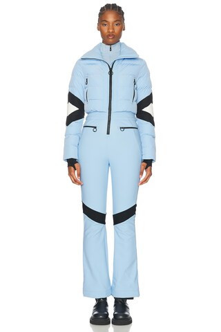 Fusalp Clarisse Ski Suit in Oxygen Noir & Neige - Baby Blue. Size 36 (also in ). | FWRD 