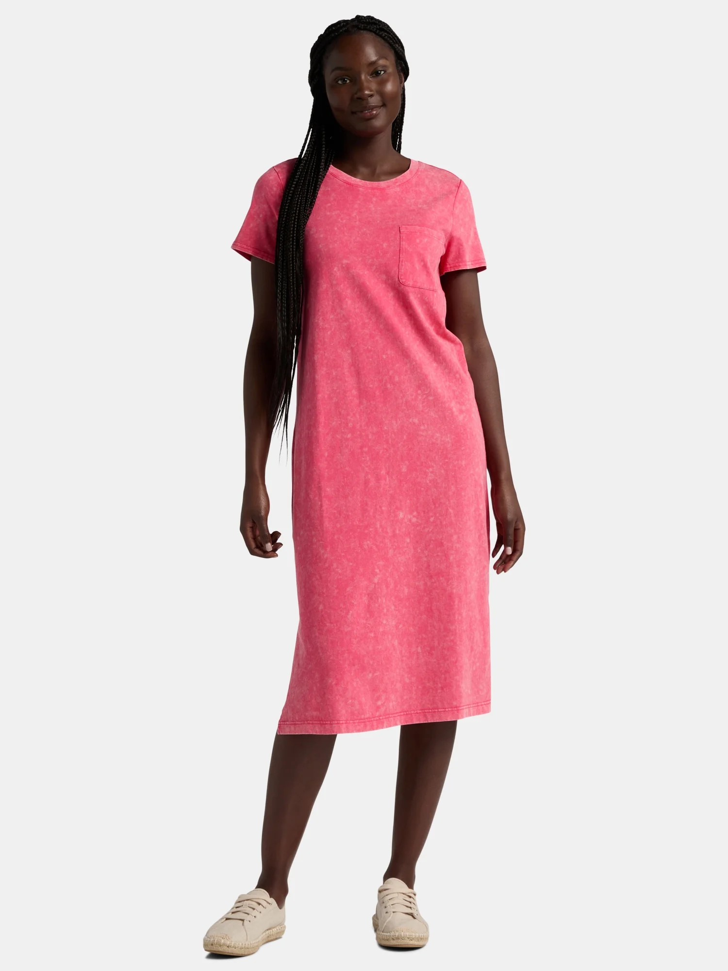 Time and Tru Women's Cotton Midi T-Shirt Dress, Sizes XS-XXXL - Walmart.com | Walmart (US)