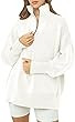 LILLUSORY Women's Long Sleeve 1/4 Zipper Collar Drop Shoulder Oversized Split Hem Slouchy Sweatsh... | Amazon (US)