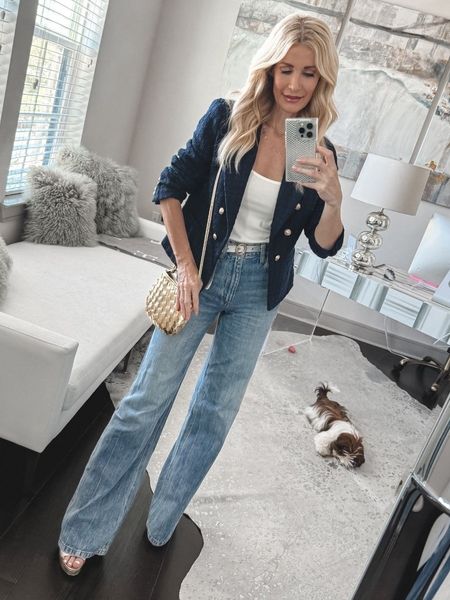 These slimming high waisted jeans are so flattering and I love this wash for spring! They run small so size up one size, I’m wearing a size 25.

#LTKover40 #LTKstyletip #LTKfindsunder100