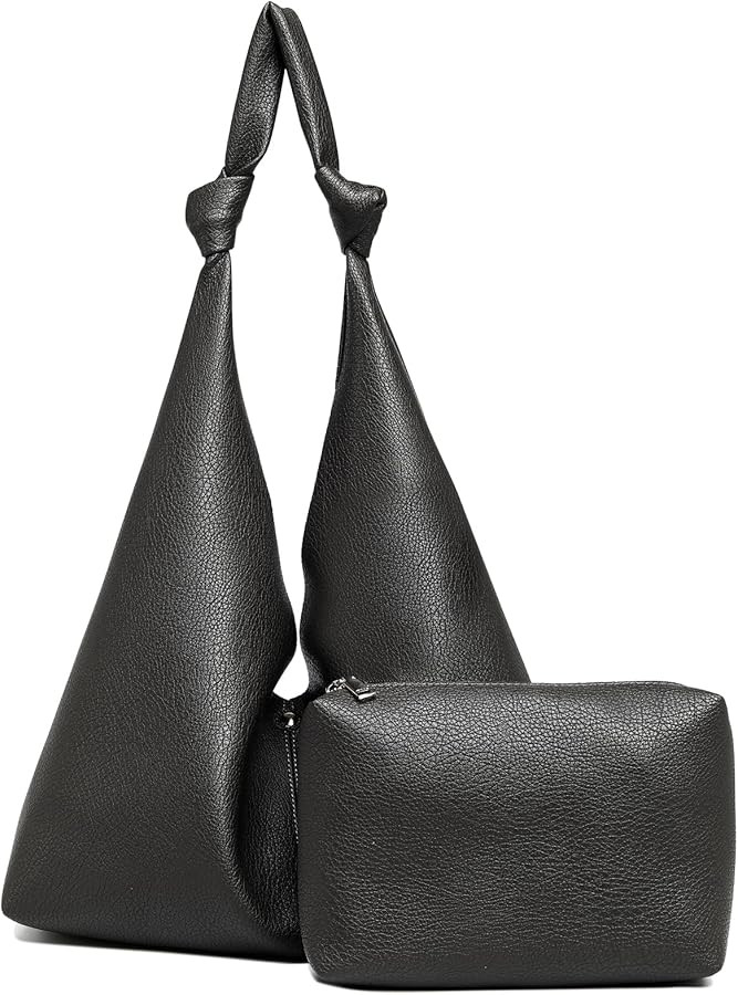 Vegan Leather Hobo Purses set, Slouchy Shoulder Bag Knotted Hobo Bags for Women with a small purs... | Amazon (US)