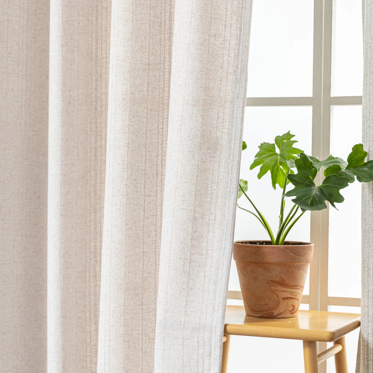 Farmhouse Stripe Linen Blend Grommet Light Filtering Curtain Pair (Set of 2) | Wayfair North America