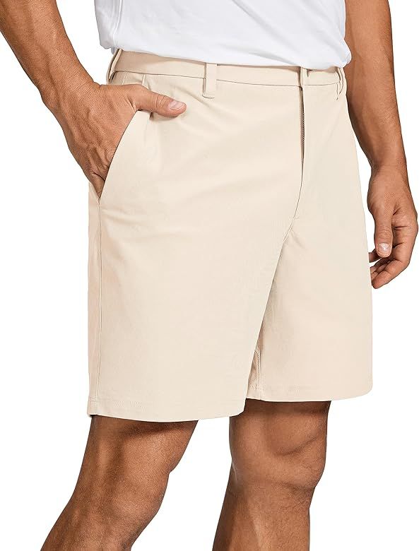 CRZ YOGA Men's All Day Comfy Golf Shorts - 7" / 9'' Stretch Lightweight Casual Work Flat Front Sh... | Amazon (US)