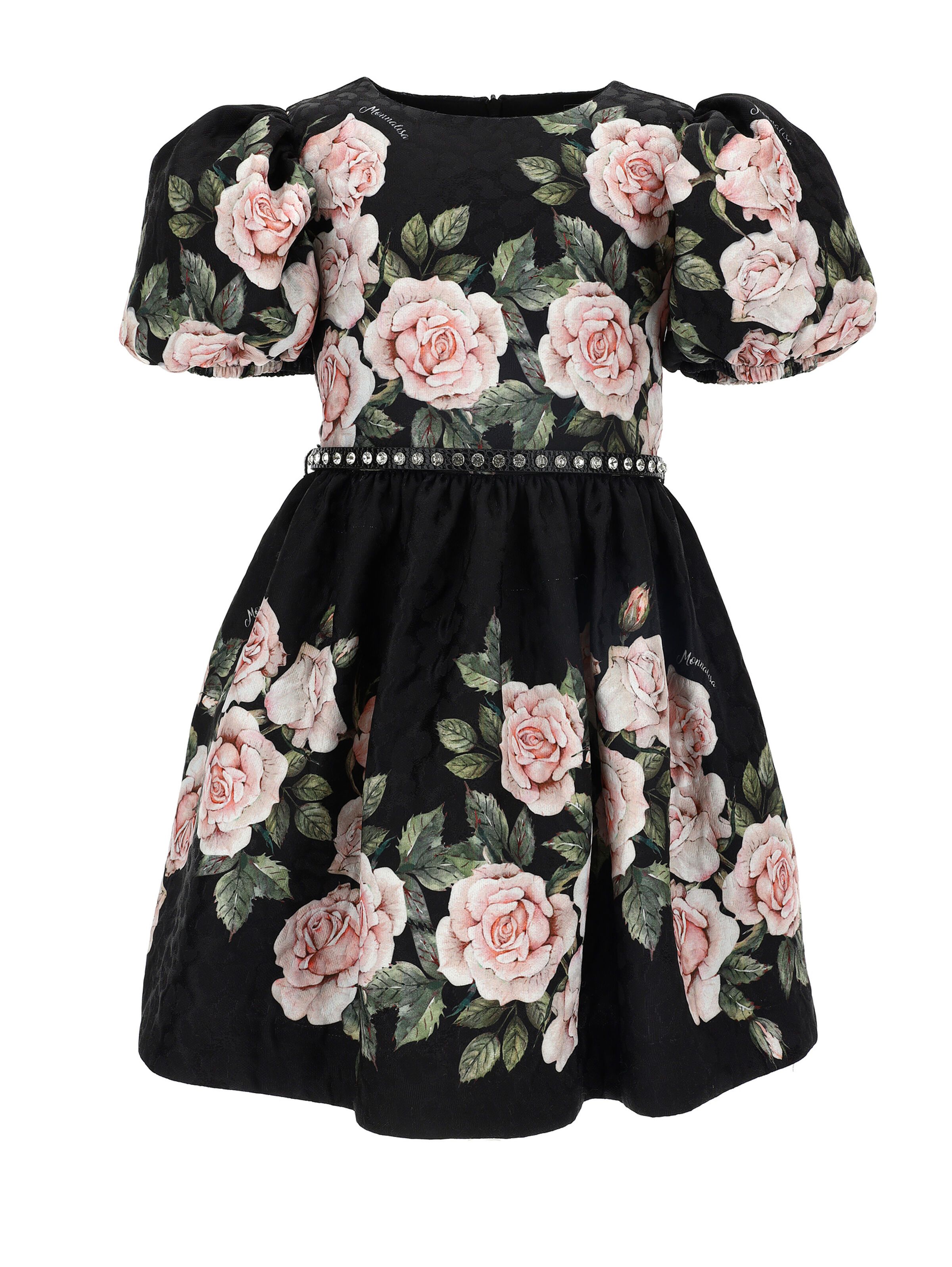 Brocade dress with roses | Monnalisa